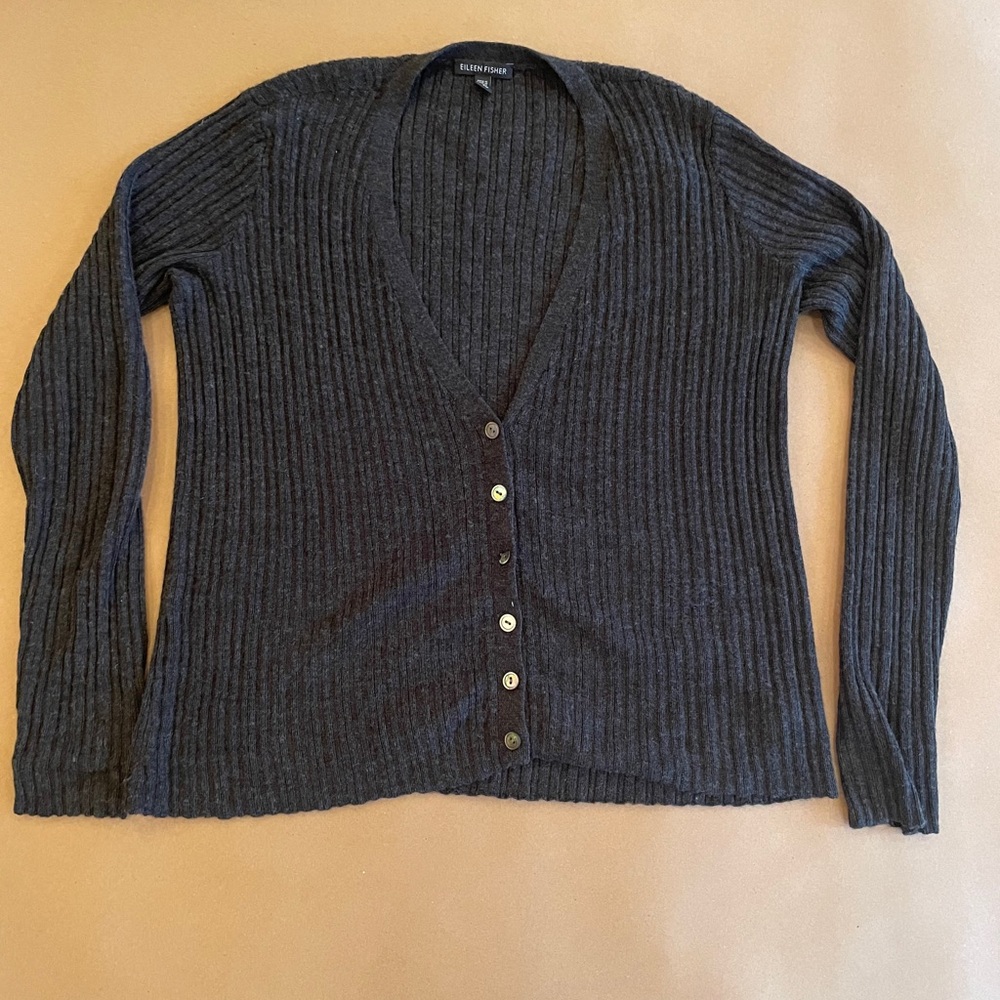 Eileen Fisher Button Down Ridged Cardigan